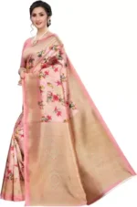 Floral Print Mysore Art Silk Saree (Pink) - 2023