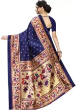 Print Bhagalpuri Art Silk Saree (Blue, Gold) - 2023