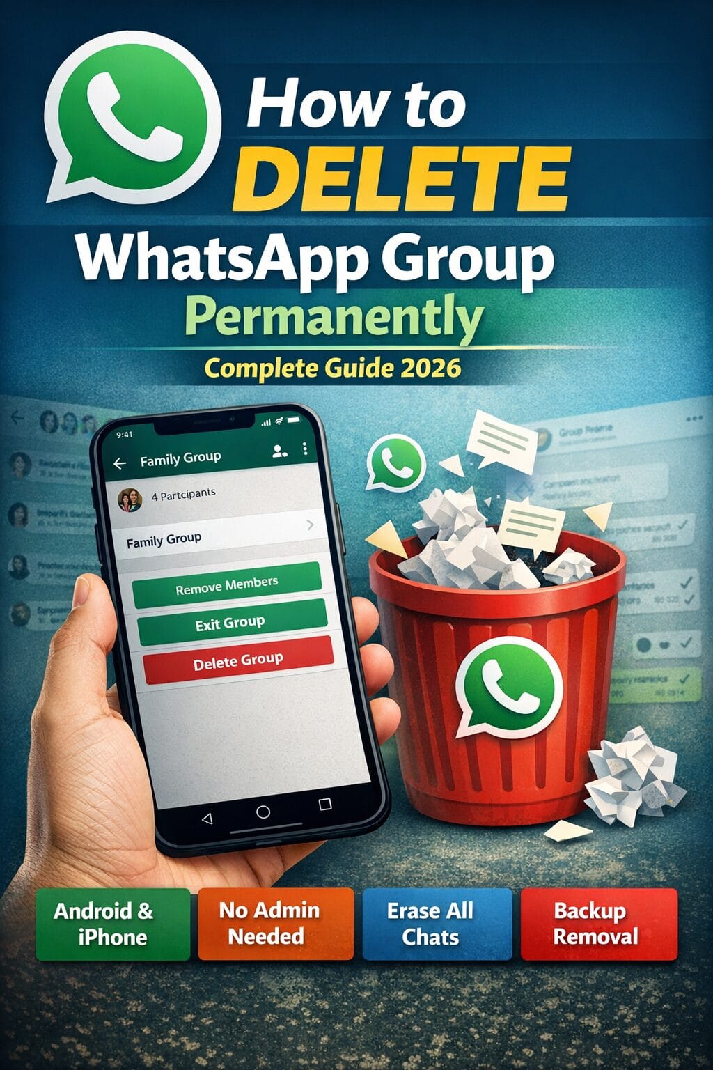How to Delete WhatsApp Group Permanently (2026 Complete Step-by-Step Guide for Android, iPhone & Desktop) 1 How to Delete WhatsApp Group Permanently (2026 Complete Step-by-Step Guide for Android, iPhone & Desktop)