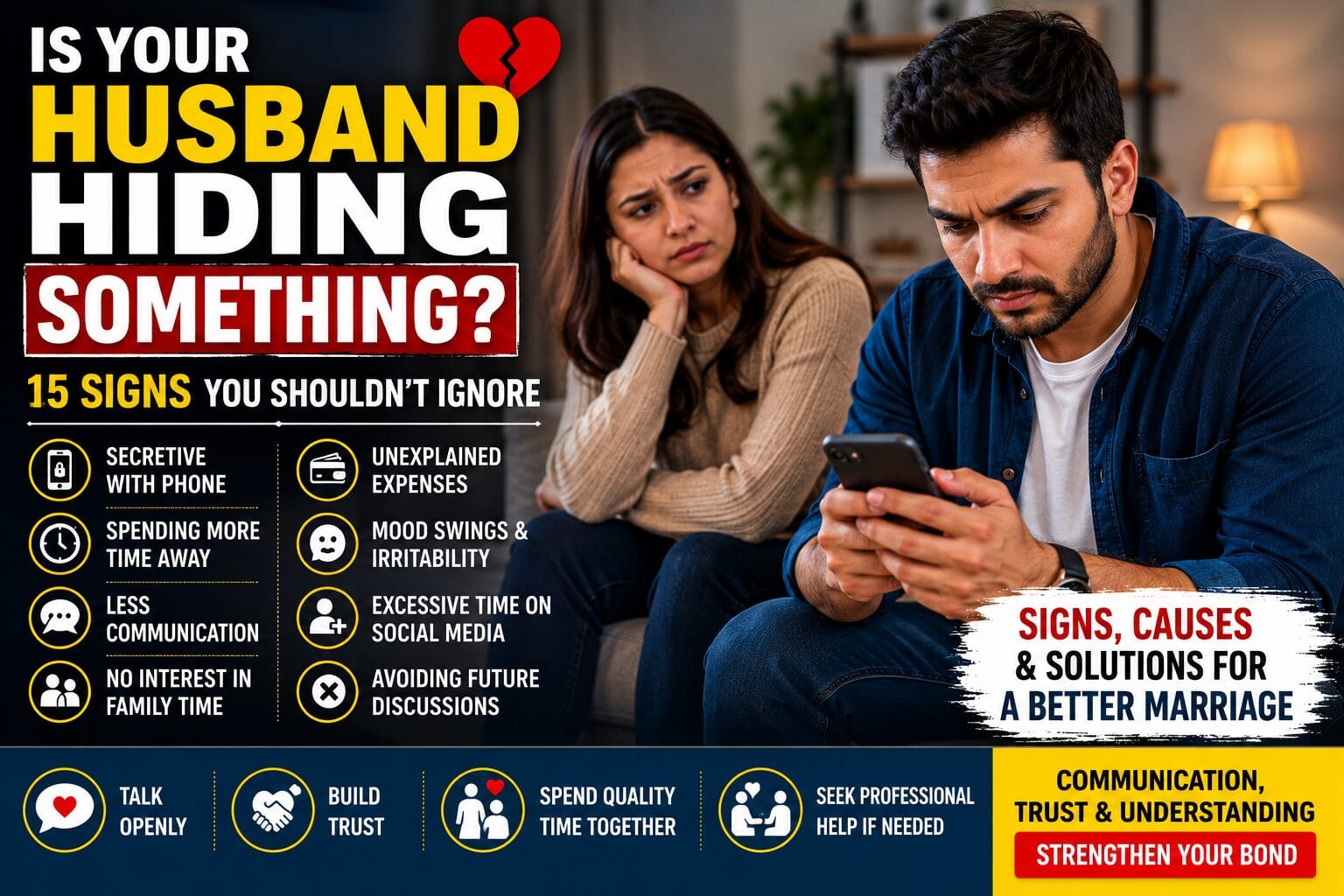 Is Your Husband Hiding Something? 15 Signs of Emotional Distance, Trust Issues, and What You Can Do About It 1 Is Your Husband Hiding Something? 15 Signs of Emotional Distance, Trust Issues, and What You Can Do About It