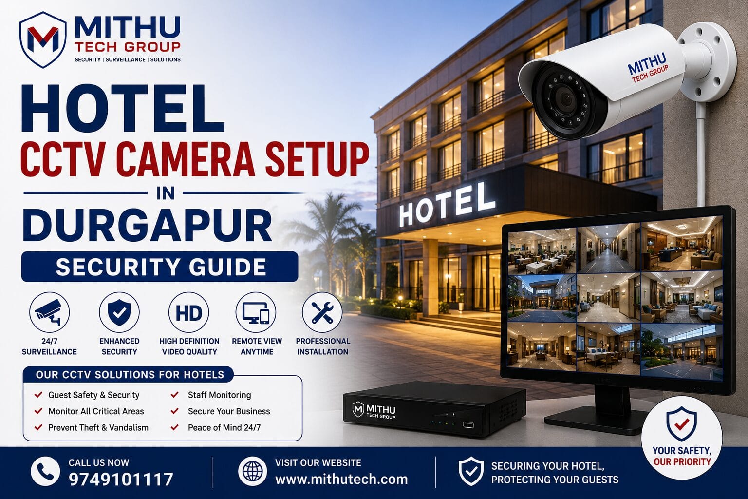Hotel CCTV Camera Setup in Durgapur | Complete Hotel Security Guide by Mithu Tech Group - 2026