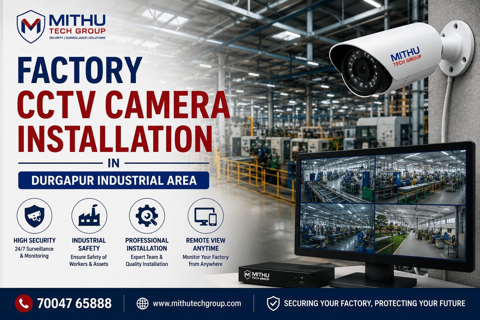 Factory CCTV Camera Installation in Durgapur Industrial Area | Industrial Security Solution by Mithu Tech Group - 2026