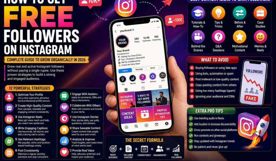 How to Get Free Followers on Instagram: Complete Guide to Growing Instagram Followers Organically - 2026
