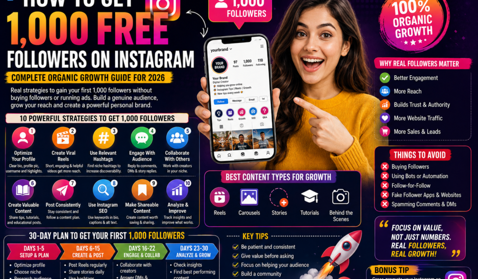How to Get 1000 Free Followers on Instagram: Complete Organic Growth Guide for 2026