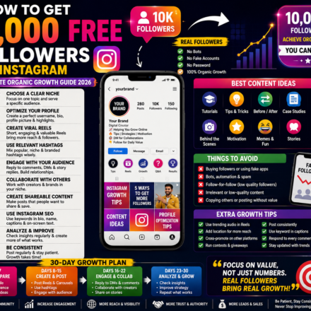 How to Get 10000 Free Followers on Instagram in 2026: Complete Organic Growth Guide