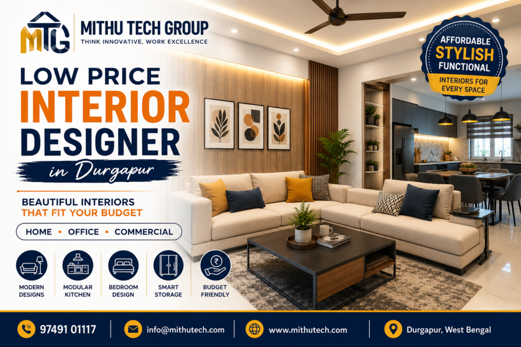 Low Price Interior Designer in Durgapur – Affordable Home, Office & Commercial Interior Design - 2026