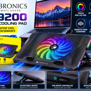 ZEBRONICS NC9200, Laptop Cooling Pad, RGB LED Fan