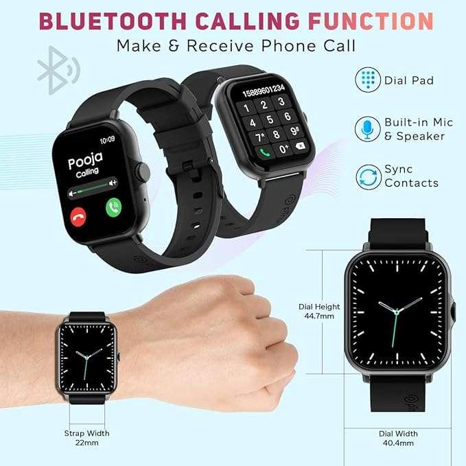 PTron Force X10 Bluetooth Calling Smartwatch with 1.7" Full Touch ,