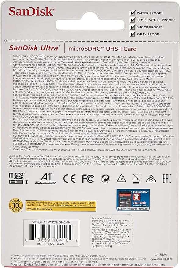 SanDisk Ultra microSD UHS-I Card 32GB, 120MB/s R