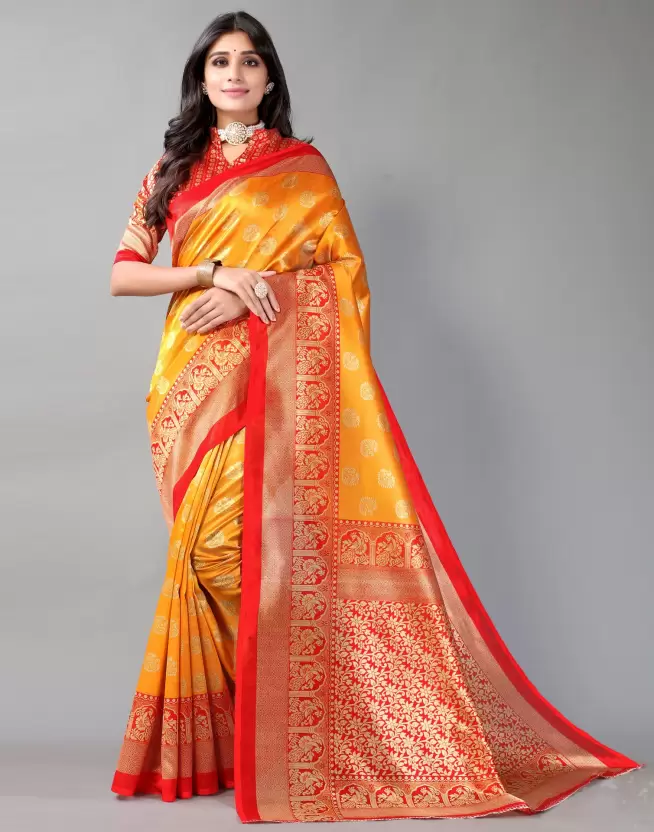 Geometric Print, Embellished Bhagalpuri Silk Blend, Cotton Silk Saree - 2023
